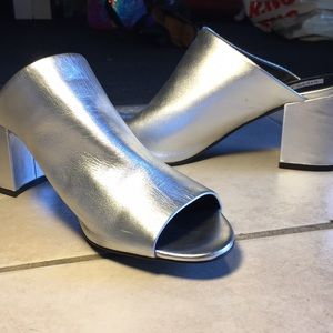 Open toe slip on heels